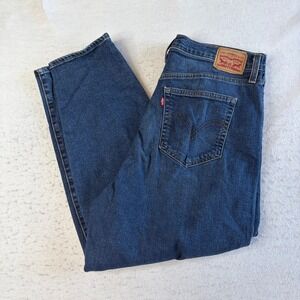 Levi High Waisted Mom Jeans Womens 32 Blue Denim Tapered Leg